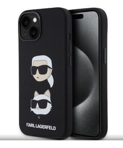 Karl Lagerfeld Apple  iPhone 15 Liquid Silicone Karl and Choupette Heads Case Black Чехлы - альтернативные