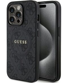 Guess Apple  iPhone 15 Pro 4G Collection Leather Metal Logo MagSafe Black Чехлы - альтернативные