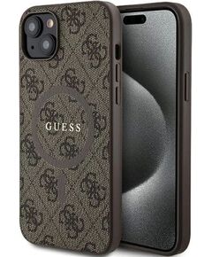 Guess Apple  iPhone 15 4G Collection Leather Metal Logo MagSafe Brown Чехлы - альтернативные