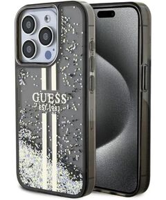 Guess Apple  iPhone 15 Pro Max Liquid Glitter Gold Stripes Black Чехлы - альтернативные