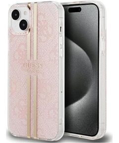 Guess -  iPhone 15 hardcase IML 4G Gold Stripe Pink Чехлы - альтернативные