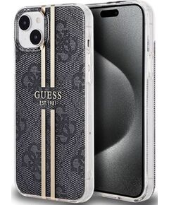 Guess -  iPhone 15 black hardcase IML 4G Gold Stripe Black Чехлы - альтернативные