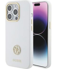 Guess Apple  iPhone 15 Pro Max 6.7 hardcase Silicone Logo Strass White Чехлы - альтернативные