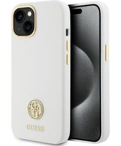 Guess Apple  iPhone 15 / 14 / 13 6.1 hardcase Silicone Logo Strass 4G White Чехлы - альтернативные