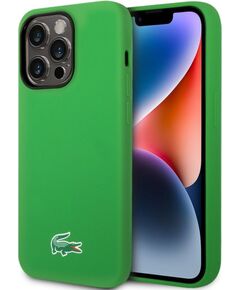 Lacoste Apple  iPhone 15 Pro 6.1 Liquid Silicone Microfiber Croc Logo Magsafe Back Cover Green Green Чехлы - альтернативные