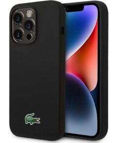 Lacoste Apple  iPhone 15 Pro Liquid Silicone Microfiber Croc Logo Magsafe Back Cover Black Чехлы - альтернативные