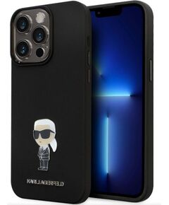 Karl Lagerfeld Apple  iPhone 15 Pro Max Liquid Silicone Metal Ikonik Case Black Neoriģinālie Maciņi