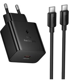 Charger Hoco N77 45W USB-C + USB-C to USB-C cable 1.0m black Telefonu lādētāji 220v