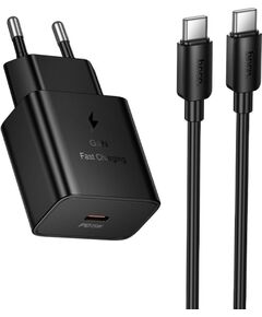 Charger Hoco N76 25W USB-C + USB-C to USB-C cable 1.0m black Telefonu lādētāji 220v