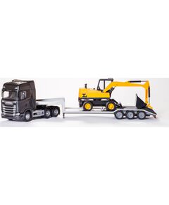 EMEK Scania S Melns iekrāvējs ar ekskavatoru, mērogs 1:25, 98 cm Mašīnas un piederumi