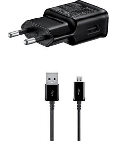 Samsung EP-TA200EBE + ECB-DU4EBE 15W Tīkla Lādētājs + microUSB datu kabelis melns (OOB Bulk) Telefonu lādētāji 220v