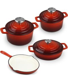 Cs Kochsysteme XANTEN cast iron 7pcs cookware set, red Katli