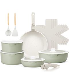 CS Kochsysteme 17-piece Space-Saving Cookware Set, Forged Aluminum, Mint Katli
