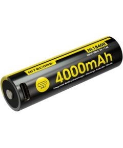 Nitecore NL1840R uzlādējama 18650 litija jonu baterija – 4000 mAh, USB-C uzlāde, 8A nepārtraukta izlāde, niķelēts nerūsējošais tērauds Dažādi piederumi tūrismam