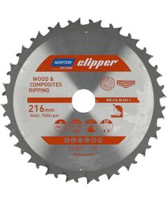 Griešanas disks kokam Norton 70184608056; 216 mm; 30 mm; Z24 Zāģripas