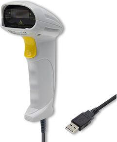 Qoltec 50877 Laser scanner 1D | USB | White Svītrkodu skeneri (barcode scanners)