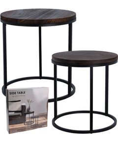 Excellent Houseware ZESTAW STOLIKÓW KAWOWYCH 2W1 BLAT DREWNIANY 38/43CM Jaunumi -Dārzam