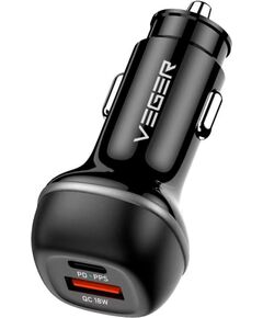 Veger   Car charger VEGER USB A + USB C QC PD 51W CC62-1A1C black Aудио-видео