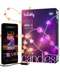 Twinkly Candies LED Christmas tree lights TWKH100RGB-T 6 m Ziemassvētku lampiņas, LED virtenes