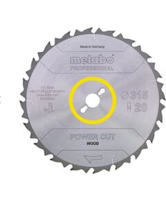 Griešanas disks kokam Metabo 628015000; 315x30 mm; Z20; 22° Zāģripas