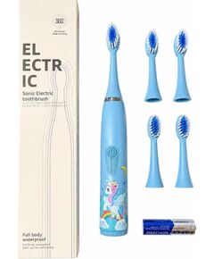 Szczoteczka iLike Do zębów Kids Sonic Electric Toothbrush Waterproof 5 Brush Heads (1+4 Replacement Heads) Battery Powered Soft Bristles Unicor (ILIKW1ET5B)  Электрические зубные щетки, Ирригаторы 