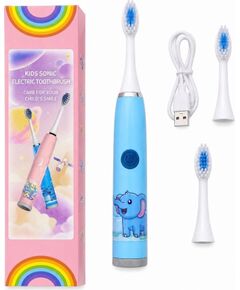 Szczoteczka iLike Kids Rechargeable Sonic Electric Toothbrush USB Charging 3 Brush Heads (1+2 Replacement Heads) Soft Bristles Waterpro (ILIKW1ET3PU)  Электрические зубные щетки, Ирригаторы 