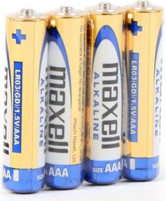 Maxell ALKALINE LR03 LR3 AAA alkaline batteries, 4-pack, 1.5V, foil packaging Батарейки, аккумуляторы
