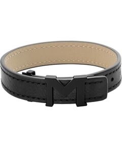 Montblanc MB129503 unisex aproce ar melnu ādas siksniņu, 19 cm Bižutērija