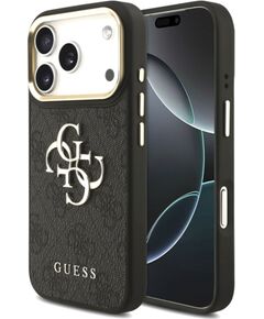 Guess Apple  iPhone 17 Pro PU Leather 4G Metal Logo Gold Frame Case Black Чехлы - альтернативные