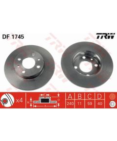 TRW Bremžu disks DF1745