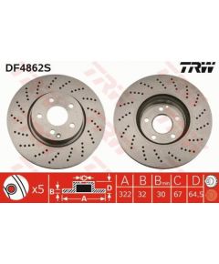 TRW Bremžu disks DF4862S