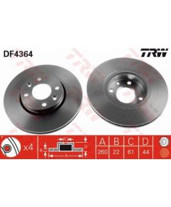 TRW Bremžu disks DF4364