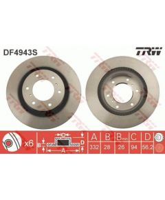 TRW Bremžu disks DF4943S