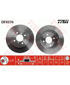 TRW Bremžu disks DF4376