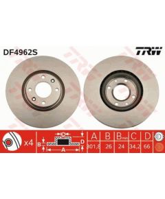 TRW Bremžu disks DF4962S
