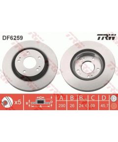 TRW Bremžu disks DF6259