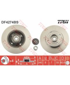 TRW Bremžu disks DF4274BS