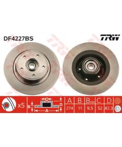 TRW Bremžu disks DF4227BS