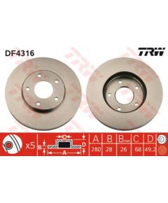 TRW Bremžu disks DF4316