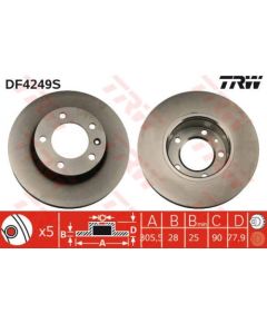 TRW Bremžu disks DF4249S
