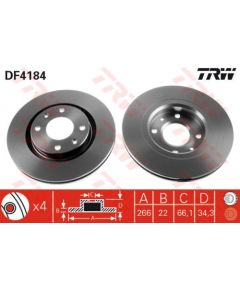 TRW Bremžu disks DF4184