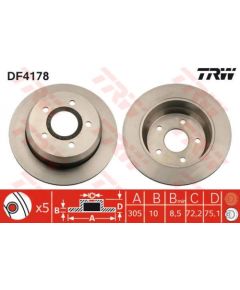 TRW Bremžu disks DF4178
