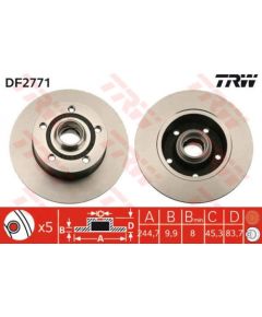 TRW Bremžu disks DF2771