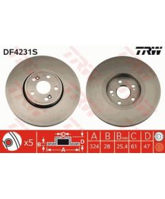 TRW Bremžu disks DF4231S