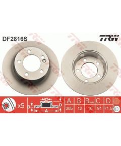TRW Bremžu disks DF2816S