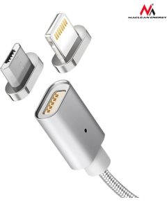 Maclean MCE160 Metal magnetic data cable 1m micro USB Quick & Fast Charge silver
