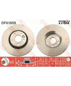 TRW Bremžu disks DF6185S
