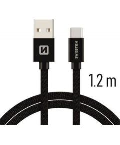 Swissten Textile Универсальный Quick Charge 3.1 USB-C USB Кабель данных 1.2м черный