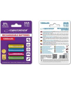 Esperanza EZA107 RECHARGEABLE BATTERIES Ni-MH AAA 1000MAH 4PCS. - MIX COLOURS