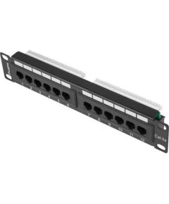 Lanberg Patch Panel 10'', 12 port 1U, cat.5e, black